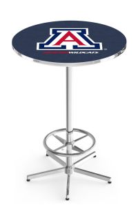 L216 - 42" Chrome Base with 28" Diameter University of Arizona Wildcats Logo Pub Table